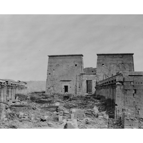 Ile De Fileh (Philae) - Colonnades Et Premier Pylone - Vue Prise Du Point T, 1851